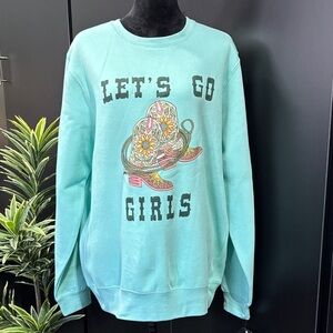 Pacific & Co. Cowboy Boots logo pullover,boat, rib knit wrist/waist fleece lined